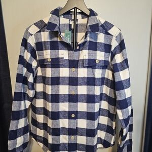 NWT L.L. Bean Women’s Vintage Chamois Shirt Medium Navy Buffalo Plaid Flannel